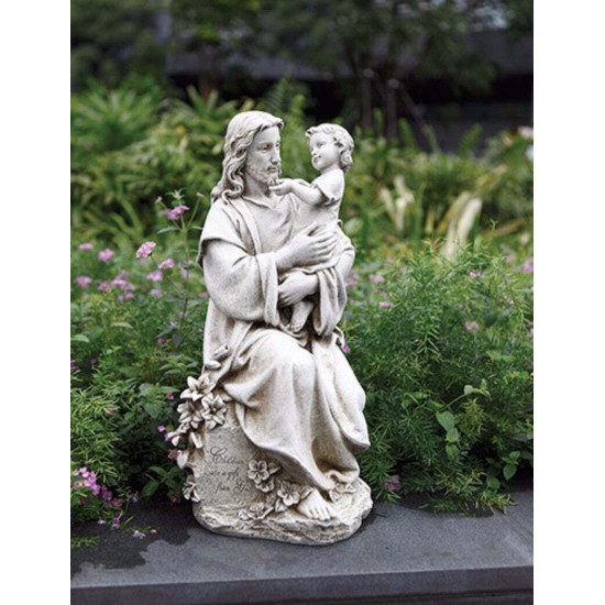 Jesus Holding Little Child Garden Statue