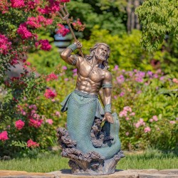 48" Hand-Painted Merman Statue – Scotty