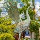 55" Green-Grey Iron Heron Statues