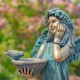 39" Hand-Painted Magnesium Angel Statue – Jazmin with Birdbath