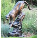 Wild Cougar Bronze Metal Garden Statue