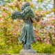 39" Hand-Painted Magnesium Angel Statue – Jazmin with Birdbath