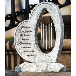 You Are Gone Not Forgotten Heart Wind Chime Garden or Grave Statue