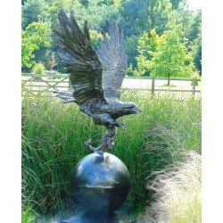 Golden Eagle on Sphere  Bronze Metal Garden Statue