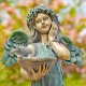 39" Hand-Painted Magnesium Angel Statue – Jazmin with Birdbath