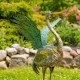 55" Green-Grey Iron Heron Statues
