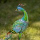40" Vibrant Colorful Iron Peacock Statues with Acrylic Gems
