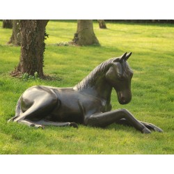 Laying Foal Bronze Metal Garden Statue