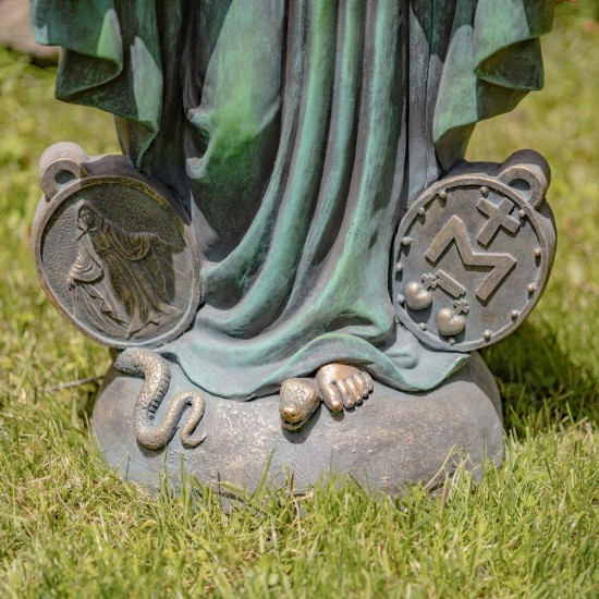 36" Hand-Painted Virgin Mary Statue – Antique Grey/Bronze