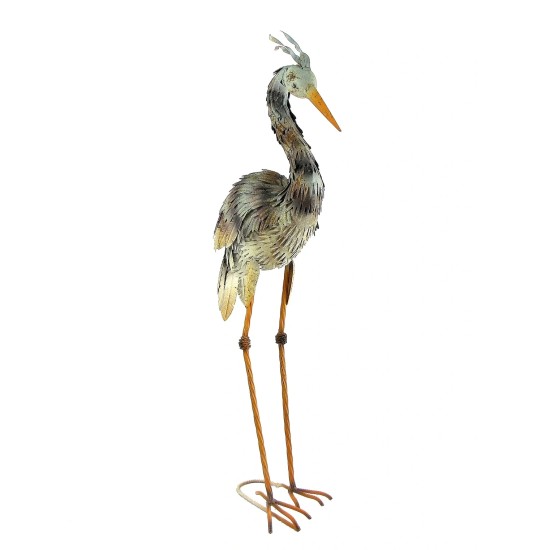 30 Inch Tall Set of 2 Iron Heron Garden Statues