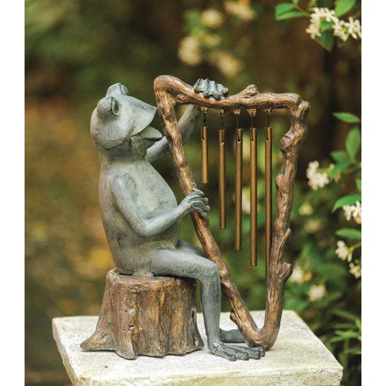 Singing Frog with Wind Chimes Harp
