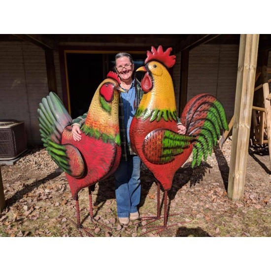 Set of 3 chicken Garden Statue