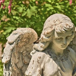 24” Cassiel Angel Statue with Birdbath/Feeder