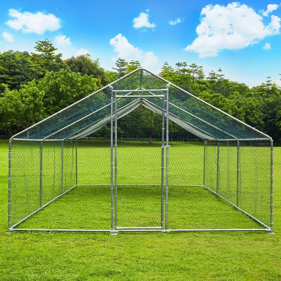 【Home&Garden】Extra Large Metal Chicken Coop Walkin Poultry Cage Rabbits Habitat Cage(19.6'Lx9.8'Wx6.5'H)