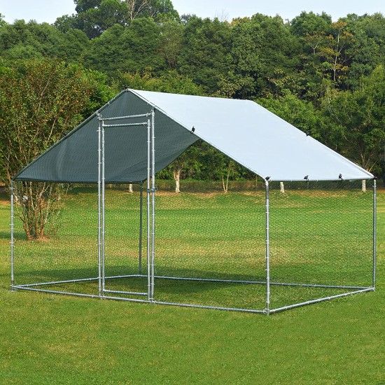 【Home&Garden】Extra Large Metal Chicken Coop Walkin Poultry Cage Rabbits Habitat Cage(19.6'Lx9.8'Wx6.5'H)