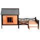 【Home&Garden】67" Large Wooden Cabin Style Elevated Outdoor Dog House with Porch