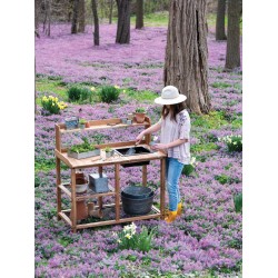 Dynamic Acacia Potting Bench with Soil Reservoir