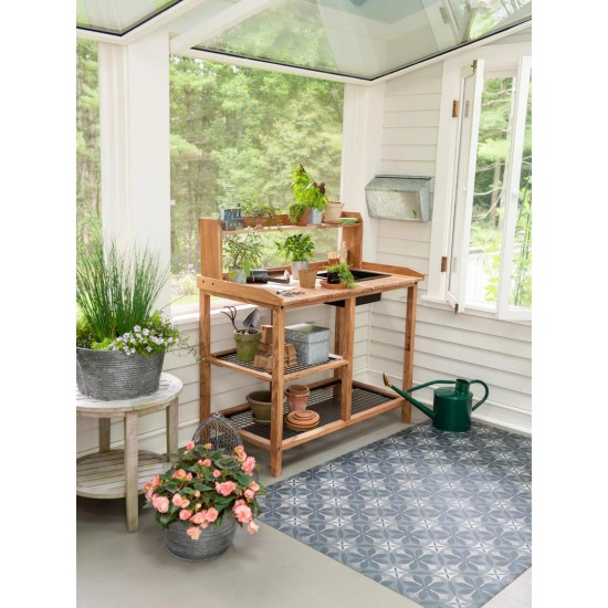 Dynamic Acacia Potting Bench with Soil Reservoir