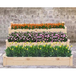 3-Tier 4x4ft Wooden Raised Garden Bed Planter Box Kit for Outdoor Gardening, 48