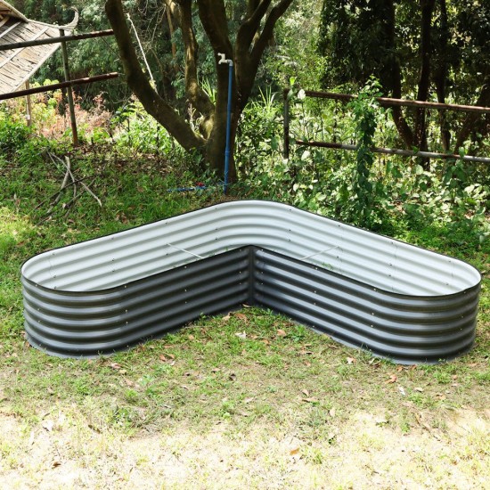 17" Tall L-Shaped Metal Raised Garden Beds