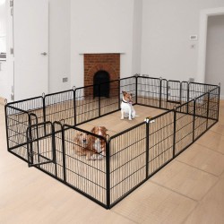 【Home&Garden】40" Dog Fence with Door, 16/8 Panels Dog Playpen for Outside Large Dogs, Portable Pet Playpen