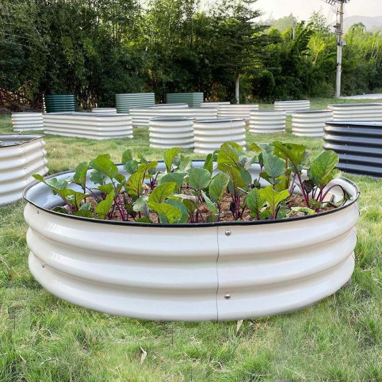 8'' Tall 42'' Round Metal Raised Garden Beds