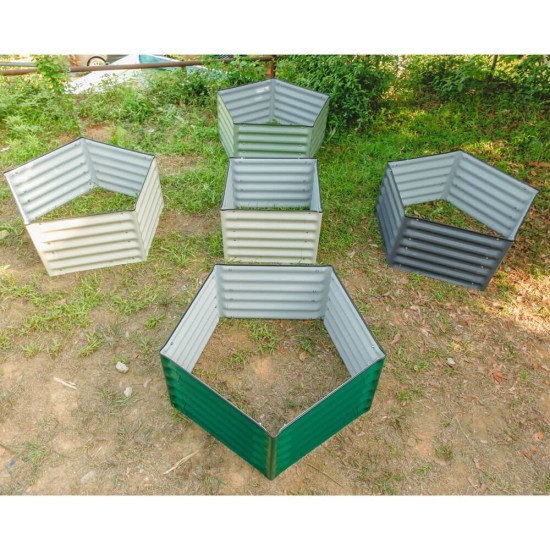 17"Tall 3.1'x3.2' Pentagon Metal Raised Garden Beds