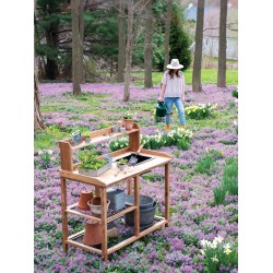 Dynamic Acacia Potting Bench with Soil Reservoir