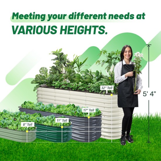 11'' Tall 8x2 Metal Raised Garden Beds (9 in 1)