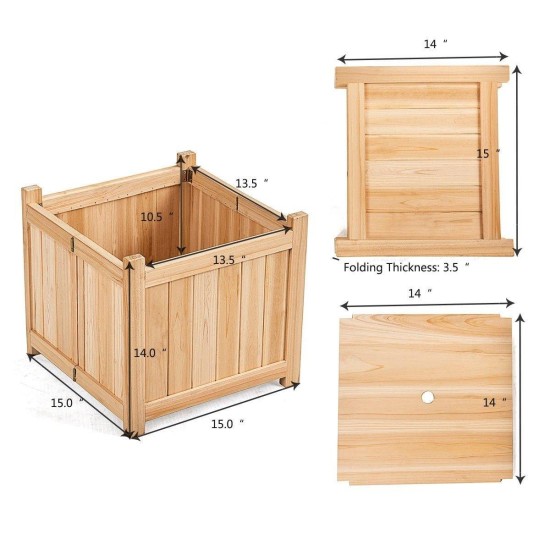 Folding Raised Garden Bed Square Wood Planter Box