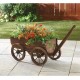 Wood Wagon Flower Planter Pot Stand with Wheels for Garden Outdoor Decor