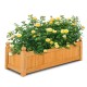 Wooden Rectangular Planter Box Raised Garden Bed for Plants with 4 Corner Drainage