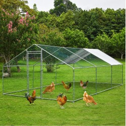 【Home&Garden】Extra Large Metal Chicken Coop Walkin Poultry Cage Rabbits Habitat Cage(19.6'Lx9.8'Wx6.5'H)