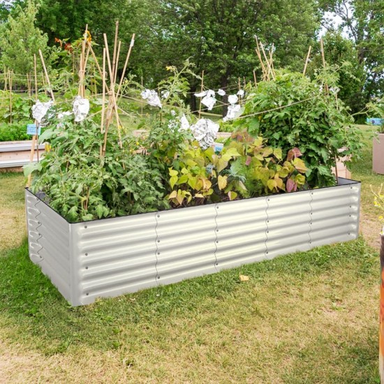 17"Tall 8x2 Rectangle Metal Raised Garden Beds (9 in 1)