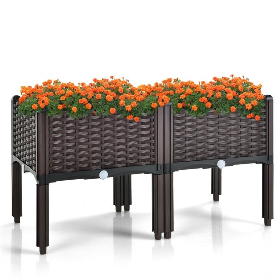 2 Elevated Planter Boxes Outdoor Raised Garden Bed with 8 Legs